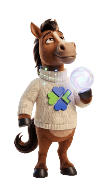 Luck, o mascote da LotWeek, consultando os astros