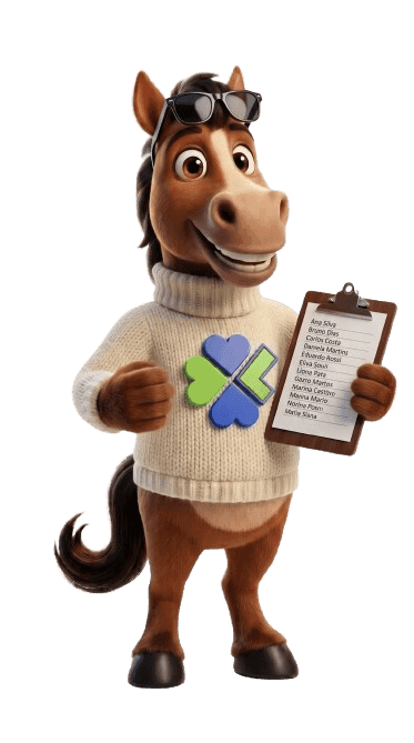 Luck, o mascote da LotWeek, segurando um bilhete de rifa